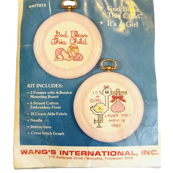 Birth Announcement Personalized Baby Girl Cross Stitch Kit God Bless This Child - Picture 6 of 6